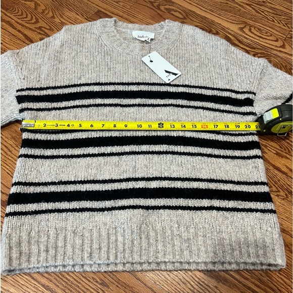 Ba&sh Bosco Striped Wool Mohair Blend Sweater Greige Sz Large Crewneck Pullover - Picture 11 of 16